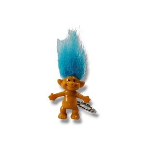 ACME Vintage 1991 Troll Key Chain/Pencil Top Topper Aqua Blue Hair